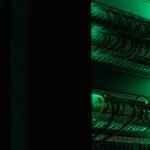 Server racks in a dark data center