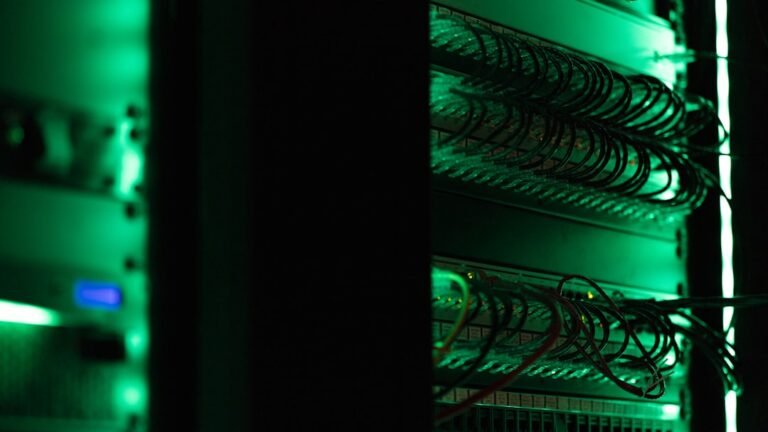 Server racks in a dark data center