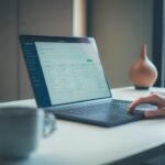 Office worker using productivity software on a laptop