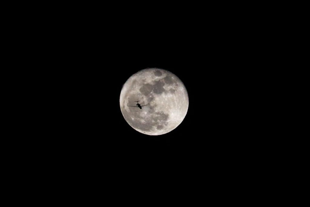 Full moon and stars in the night sky
