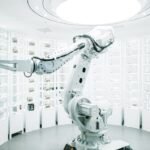 White robotic arm representing AI workflow automation