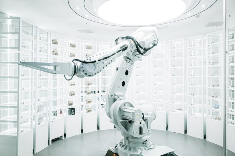 White robotic arm representing AI workflow automation
